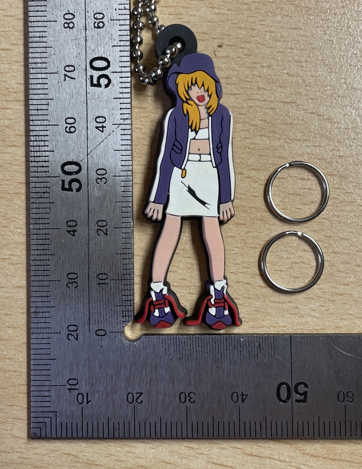 Keychain Charm Blonde Girl in Purple Hoodie