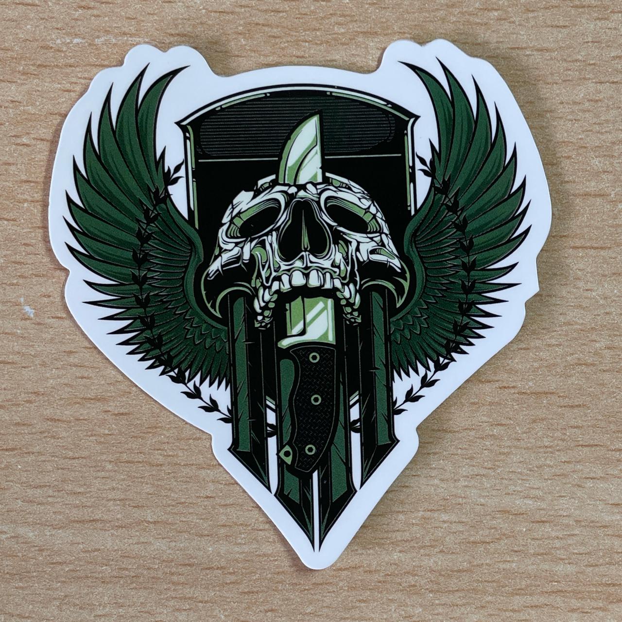 Green and black skull sticker #skullart