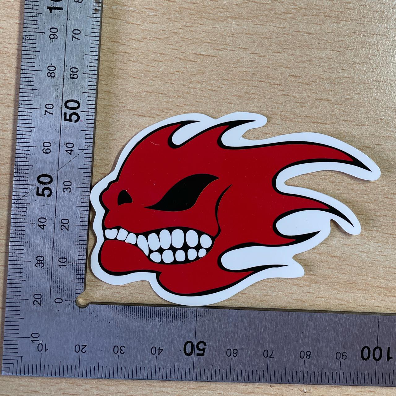 Red flame skull sticker #biker #skater