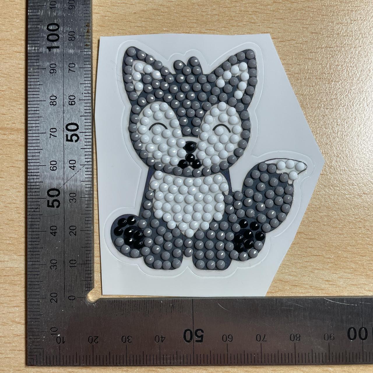 Grey Fox Diamond Art Sticker