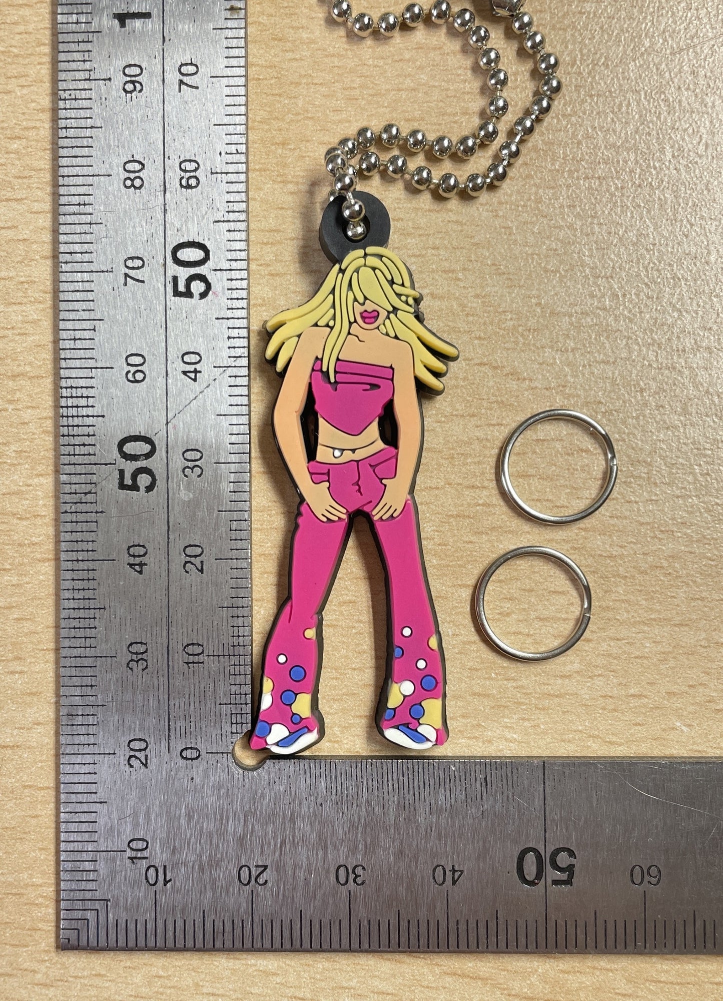 Keychain Charm blonde party girl in pink