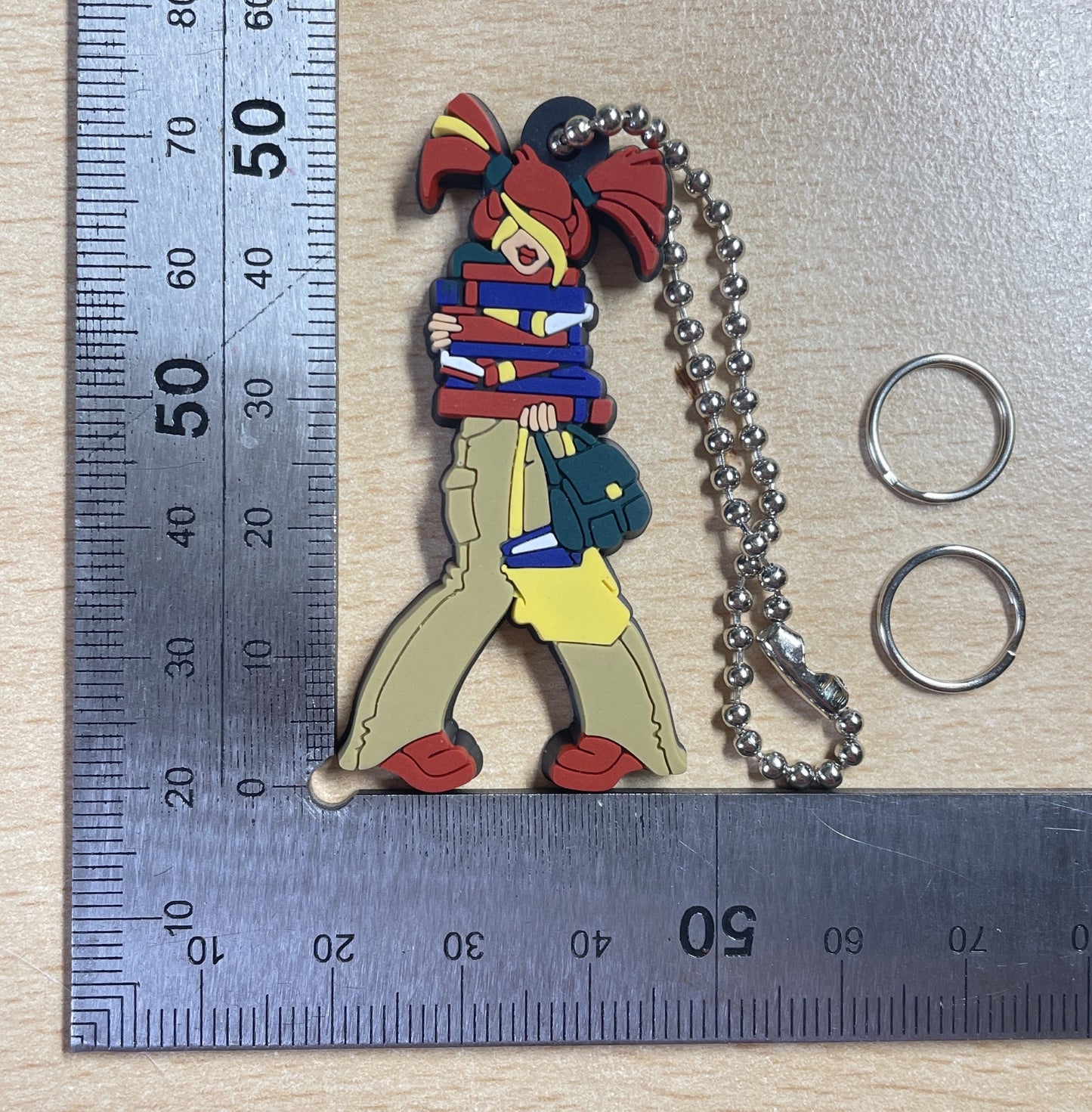 Keychain Charm Girl Carring Books
