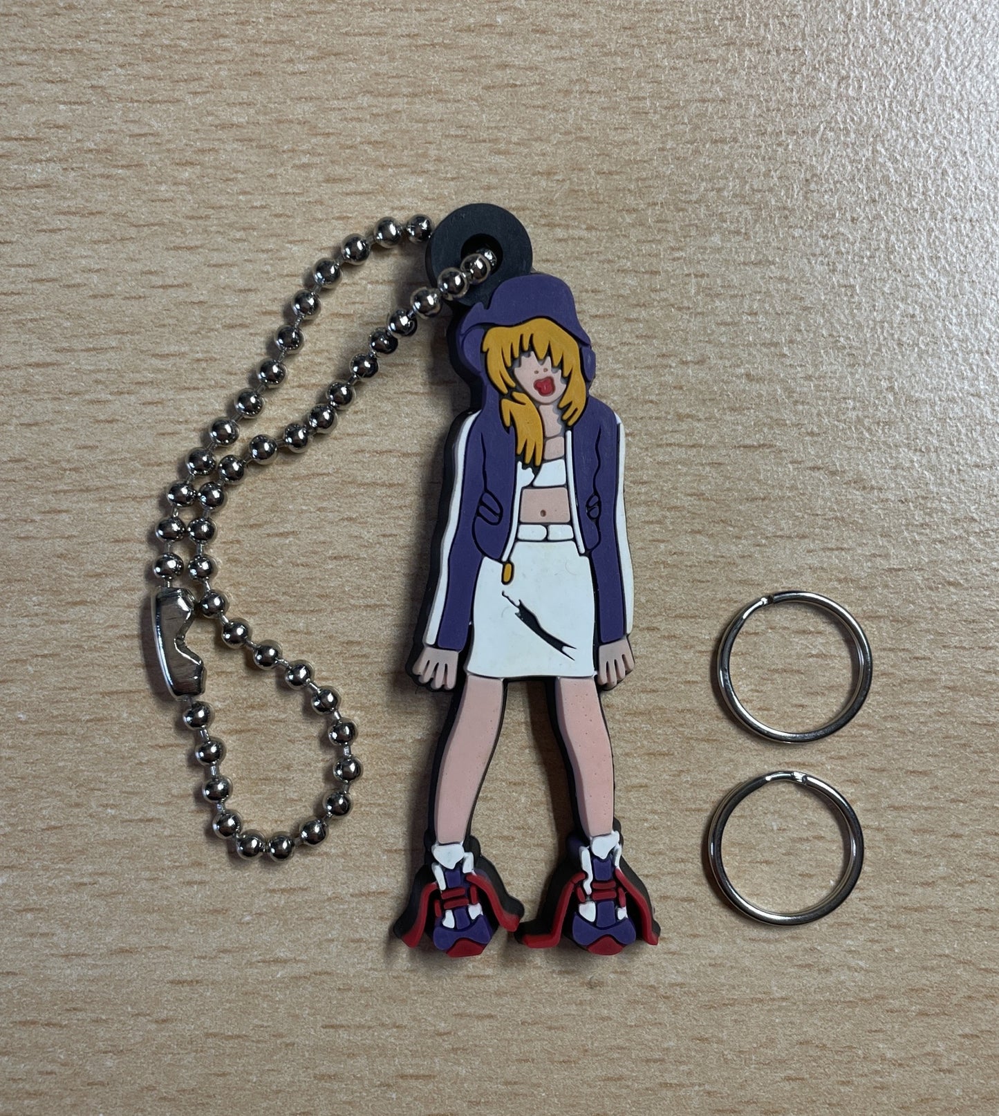 Keychain Charm Blonde Girl in Purple Hoodie