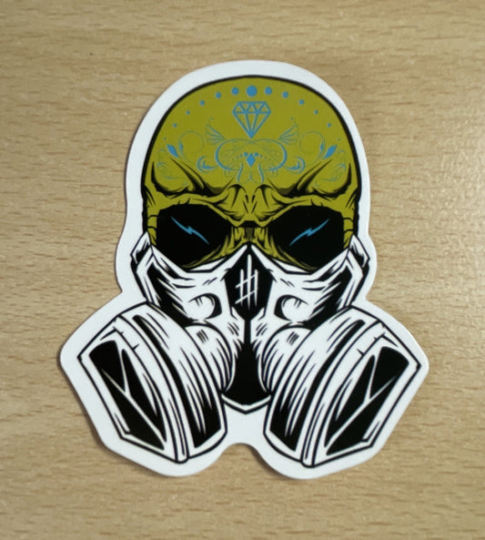 Stylized skull wearing a gas mask Sticker
