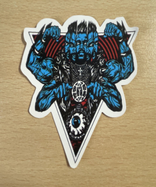 Multi-faced figure with four powerful arms Sticker