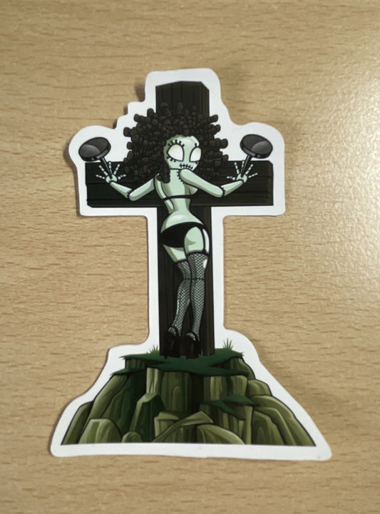 Sexy Doll Cross Sticker