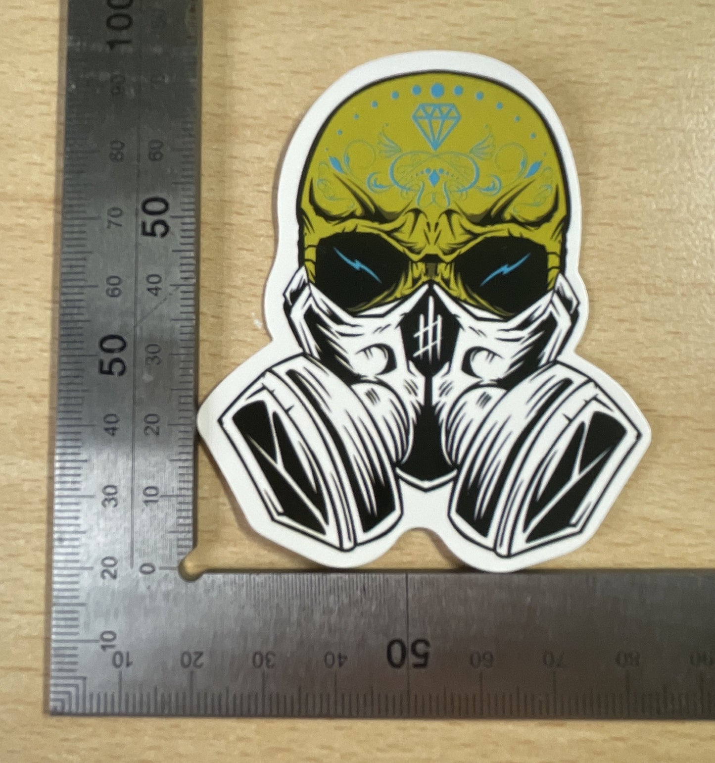 Stylized skull wearing a gas mask Sticker