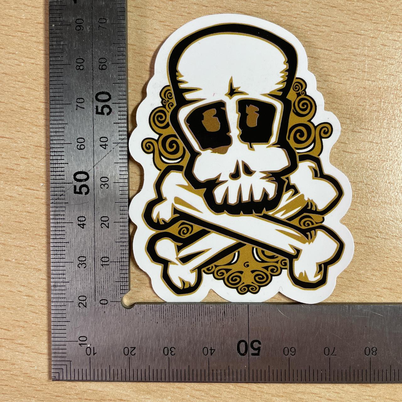 Skull and bones light brown, white and black sticker #skull #bones