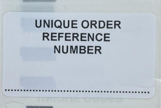 Unique order reference number Labels X25