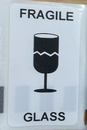 Fragile Glass Labels X25
