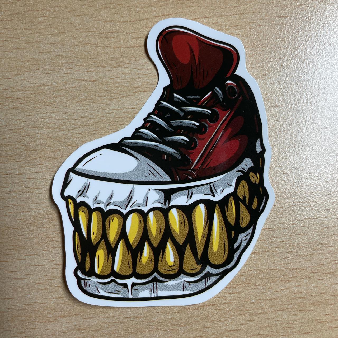 Footwear with teeth sticker #horror #zombie