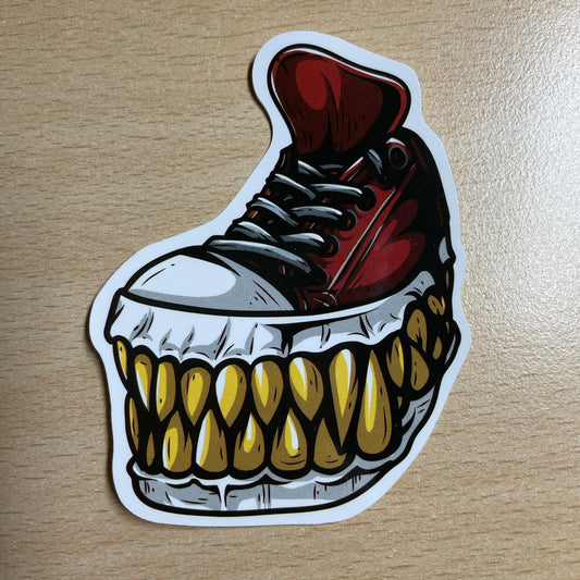 Footwear with teeth sticker #horror #zombie