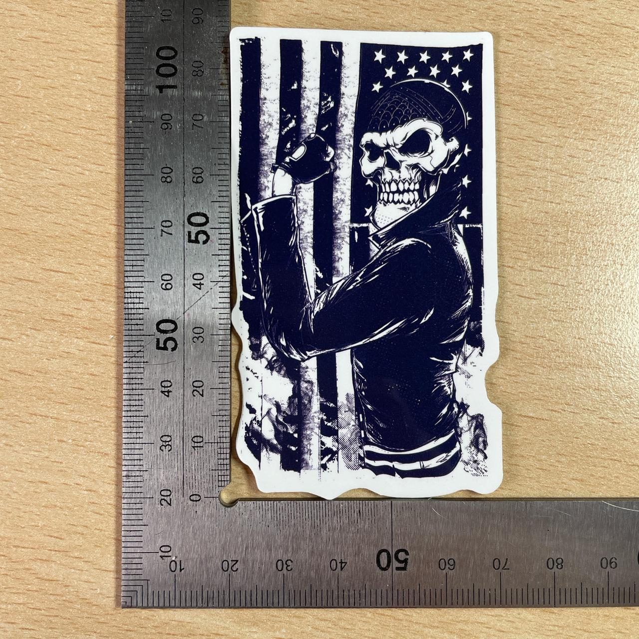 Black and white skull and American flag sticker #goth #grunge
