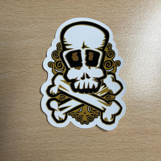 Skull and bones light brown, white and black sticker #skull #bones