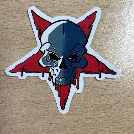 Red star and blue skull sticker #goth #skater