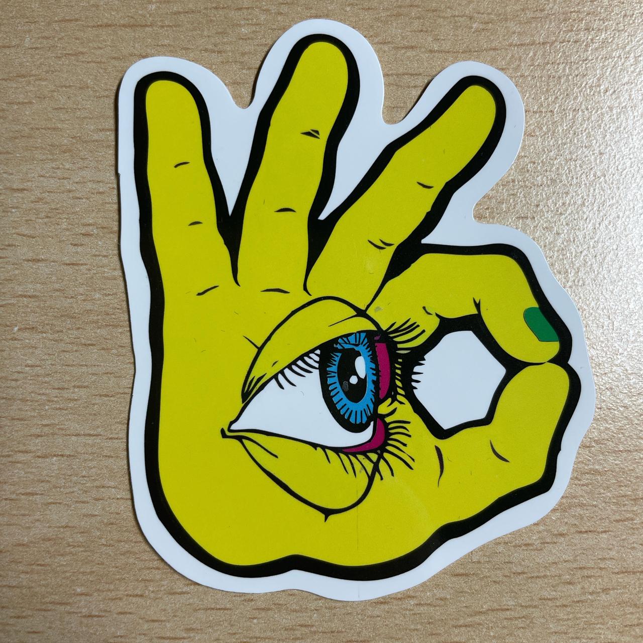 Yellow hand with eye sticker #skater