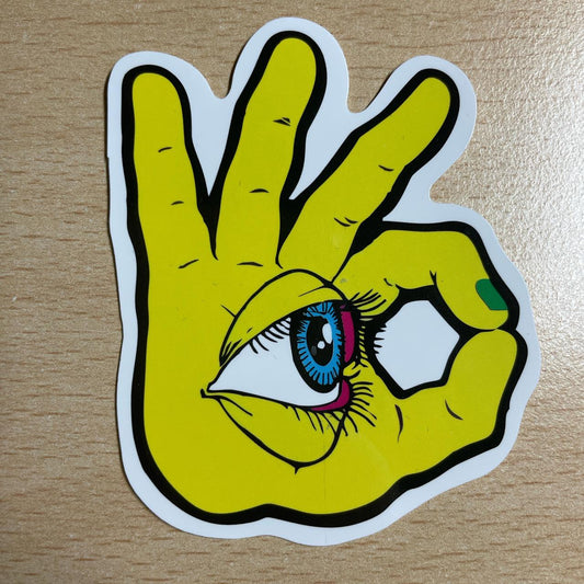 Yellow hand with eye sticker #skater