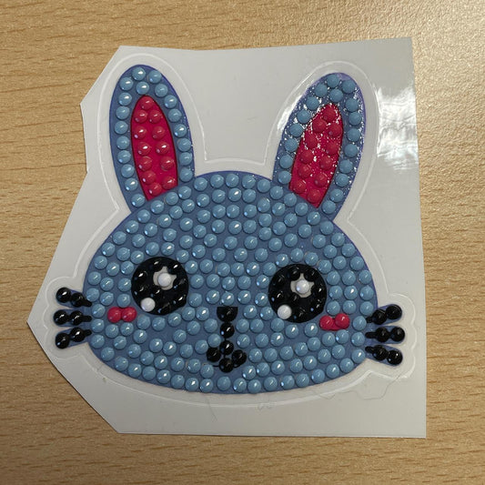 Blue Rabbit Face Diamond Art Sticker