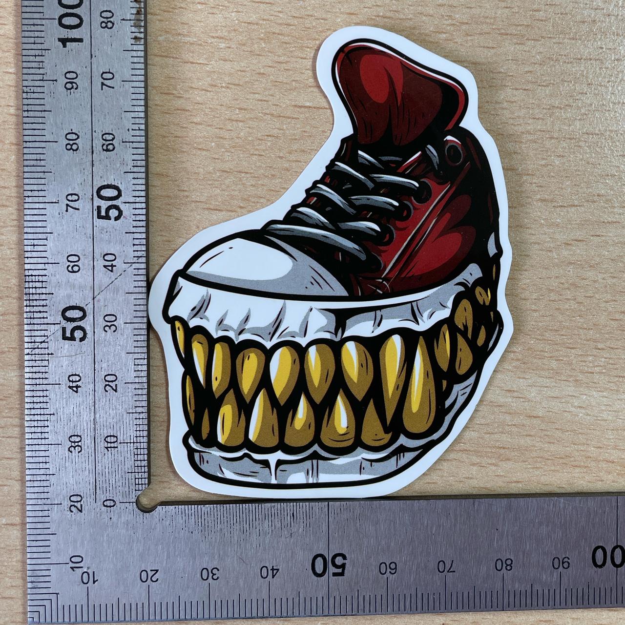 Footwear with teeth sticker #horror #zombie