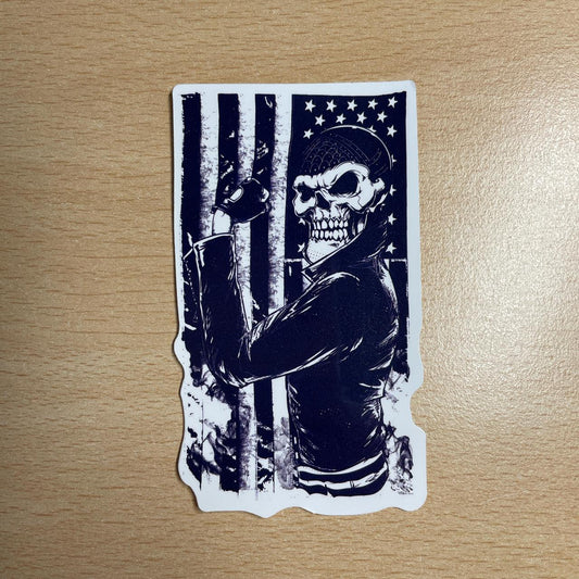 Black and white skull and American flag sticker #goth #grunge