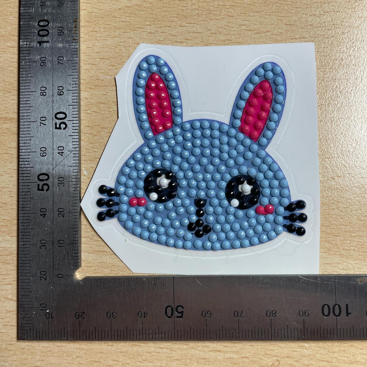 Blue Rabbit Face Diamond Art Sticker